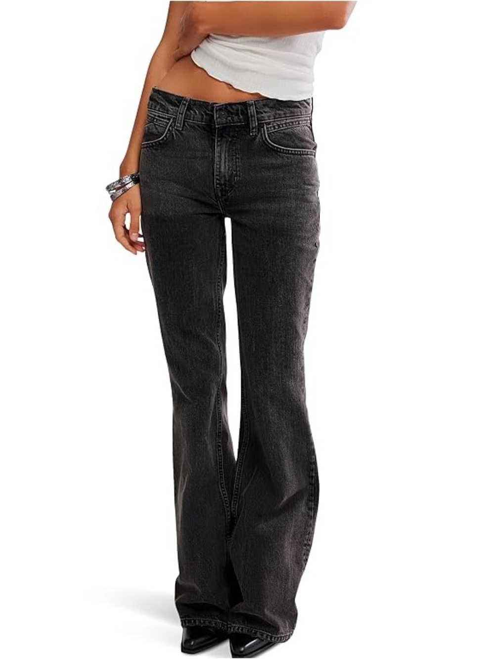 Free People Washed Charcoal Flare Jeans